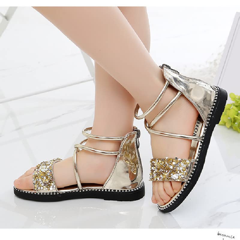 MATERUIEYES Gladiator PU Fashion Girls' Summer Sandals Rear Zip Breathable Flat Sandals4