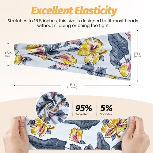 Image of Headbands for Women - 6 Pack Wide Elastic Hair Bands | Stretchy Sweatbands Hair Bands | Soft Sports Thin Head Bands | Non-Slip Accessories Bands for Fashion, Washing Face, Workouts, Yoga, Daily Use