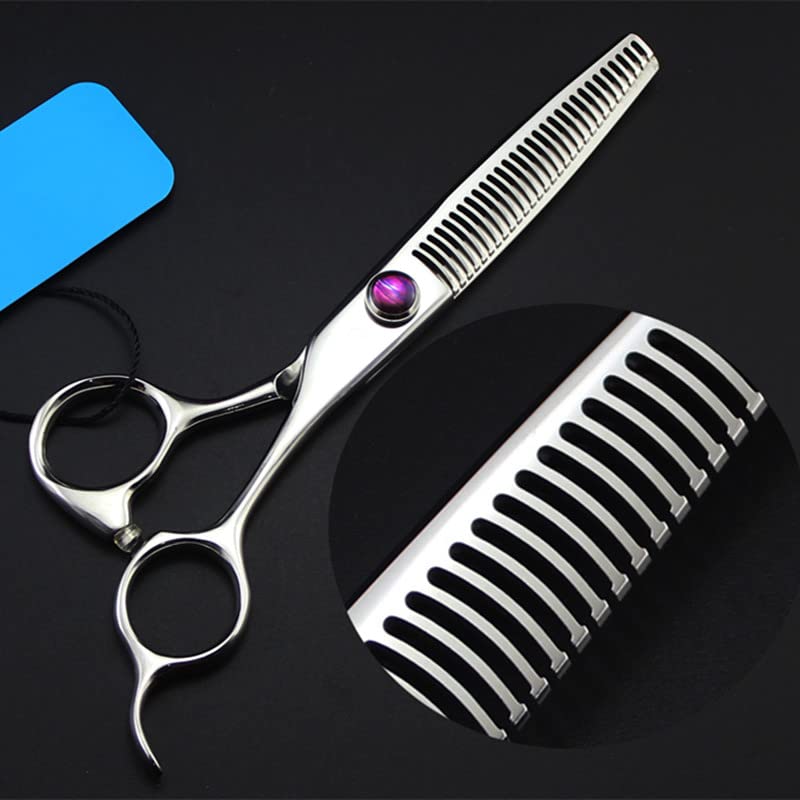 Professional Hair Cutting Shears, Professional Japan steel 6 inch Curved ax Teeth hair scissors barber thinning shears hairdressing scissors (Color : Thinning)