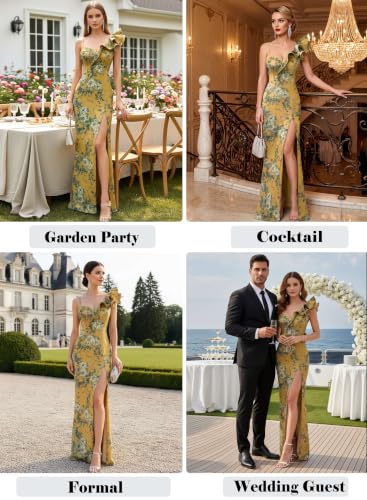Image of VFSHOW Womens Ruffle One Shoulder Formal Prom Gala Maxi Dress Evening Gown