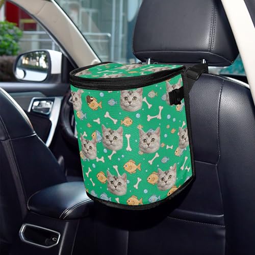 Image of Wudan Cartoon Cute Fish Custom Car Trash Bin with Lid Lid Leak Proof Trash Container for Car Interior Accessories