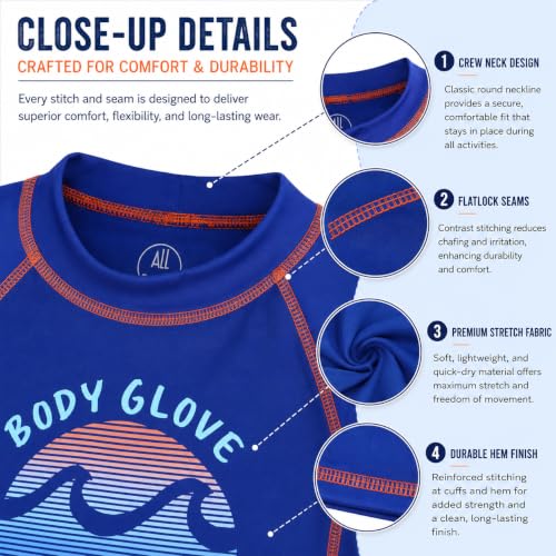 Image of Body Glove Boys Swim Set - 2 Piece Boys Swim Trunks with Rash Guard UV Protection Swimsuit Kids Bathing Suits (Sizes 4-12)