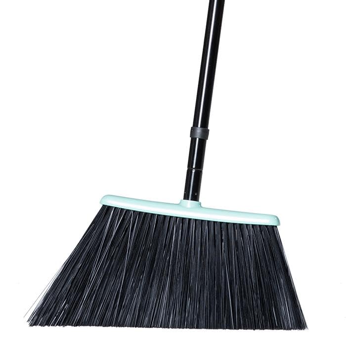 Heavy Duty Broom Outdoor with Long Handle 141CM, Commercial 60 Degree Stiff Bristle Angled Brush for Sweeping Patio Garage Outside Indoor House Deck Porch Yard Restaurant Home Warehouse