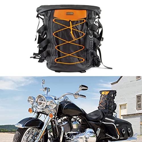 PSLER Motorcycle Expandable Sissy Bar Bag, Waterproof Tail Duffle Bag Large Capacity Travel Luggage Gear Backpack for Sportster Softail Dyna Touring 1984-2019 2020 2021 2022