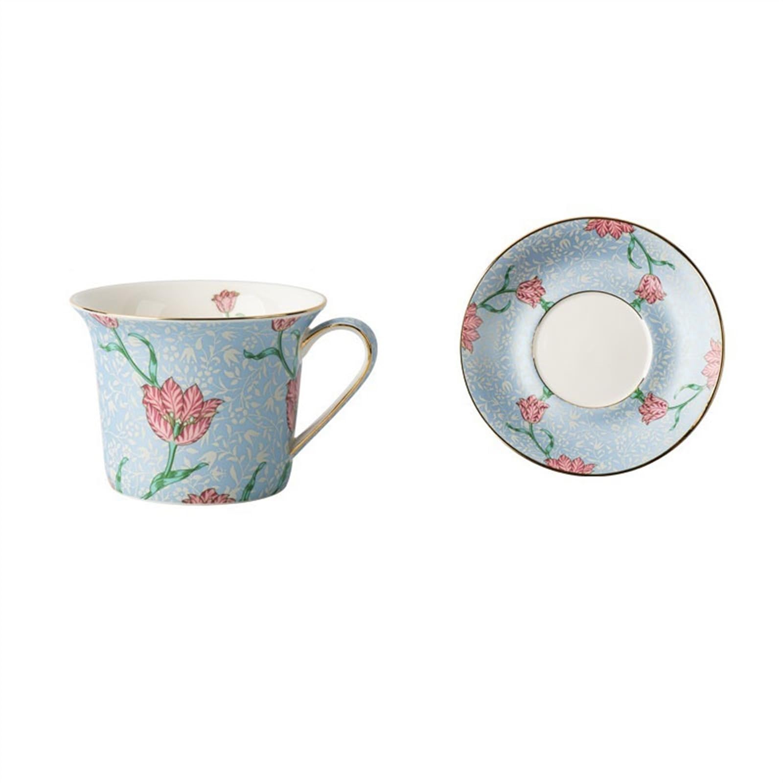tasse à café de décoration Ensemble de tasses à café tulipe haute couleur, tasse thé noir en céramique for la maison, service l'après-midi(Blue)