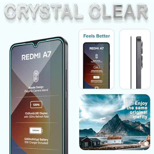 Image of FIRST MART Tempered Glass for Redmi A7, 9H 0.3 mm Full-Glue Screen Protector with Cable Protector, 3D Edge-to-Edge, HD Clear, Case-Friendly, Black, Pack of 1