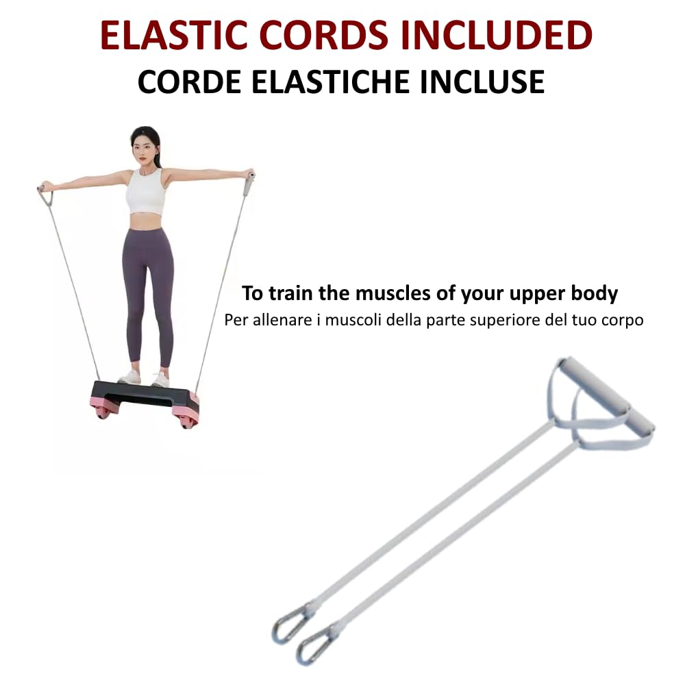 Fitness Step Multifunzione Regolabile in Altezza con Corde per Allenare l'Equilibrio Pedana Aerobica