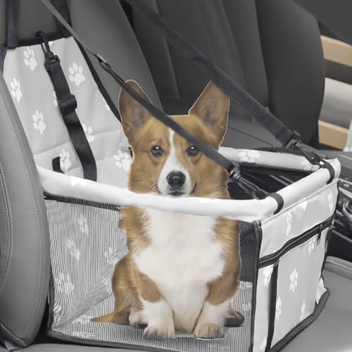 WIYETY Extra Stabiler Hunde Autositz: 40 * 32 * 22cm Wasserdicht Atmungsaktiv Hundeautositz mit Sicherheitsgurt, Hunde Autositz für Katzen Andere kleine Haustiere, Grau