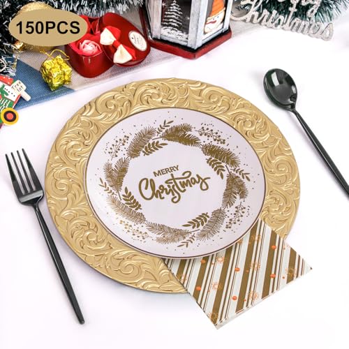 150 Platos Vintage de Plástico Dorado 13" Redondos miniatura 7