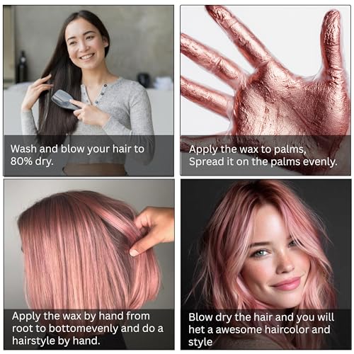 Image of Temporay Hair Color Wax | Metallic Shine | For Men & Women | DIY Instant Hair Color | Temporay Color 1 Day 1 Wash | No Ammonia, Bleach & Damage | Rose Gold - 100 gram