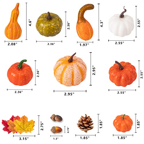 image for MoonLa Halloween Mini Artificial Pumpkins and Gourds Maple Leaves Pine