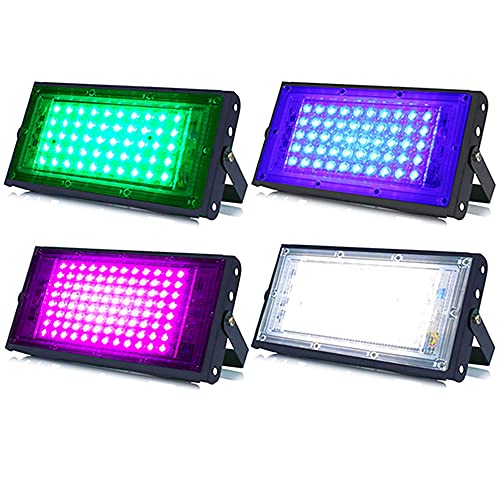 Image of MLD BL2550 50w Led Flood Lights IP66 Waterproof Indoor Outdoor Led Brick Focus Street Light Multi Color Combo Set | Green, Blue, Pink, White| Pack of 4
