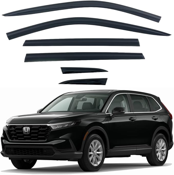 AUTOCLOVER Tape-On Rain Guards Window Visors 6 Pcs Set for Honda CR-V 2023 2024 2025 / Window Deflectors, Out-Channel Vent Shades (Smoked)