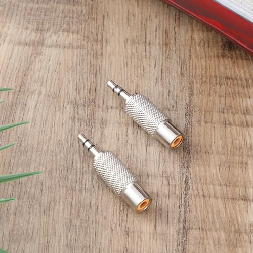 2 Packs adaptador RCA macho a estéreo 3.5 mm plateado miniatura 6
