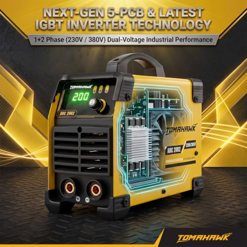 Image of Tomahawk ARC-2002 180A /200A Inverter ARC Welding Machine | Dual Phase | 60% Duty Cycle | 72V Open Circuit | Runs up to 4.0mm Rod | 1+2 Phase 230V /380V | IGBT Hot Start & Anti-Stick | 5 PCB