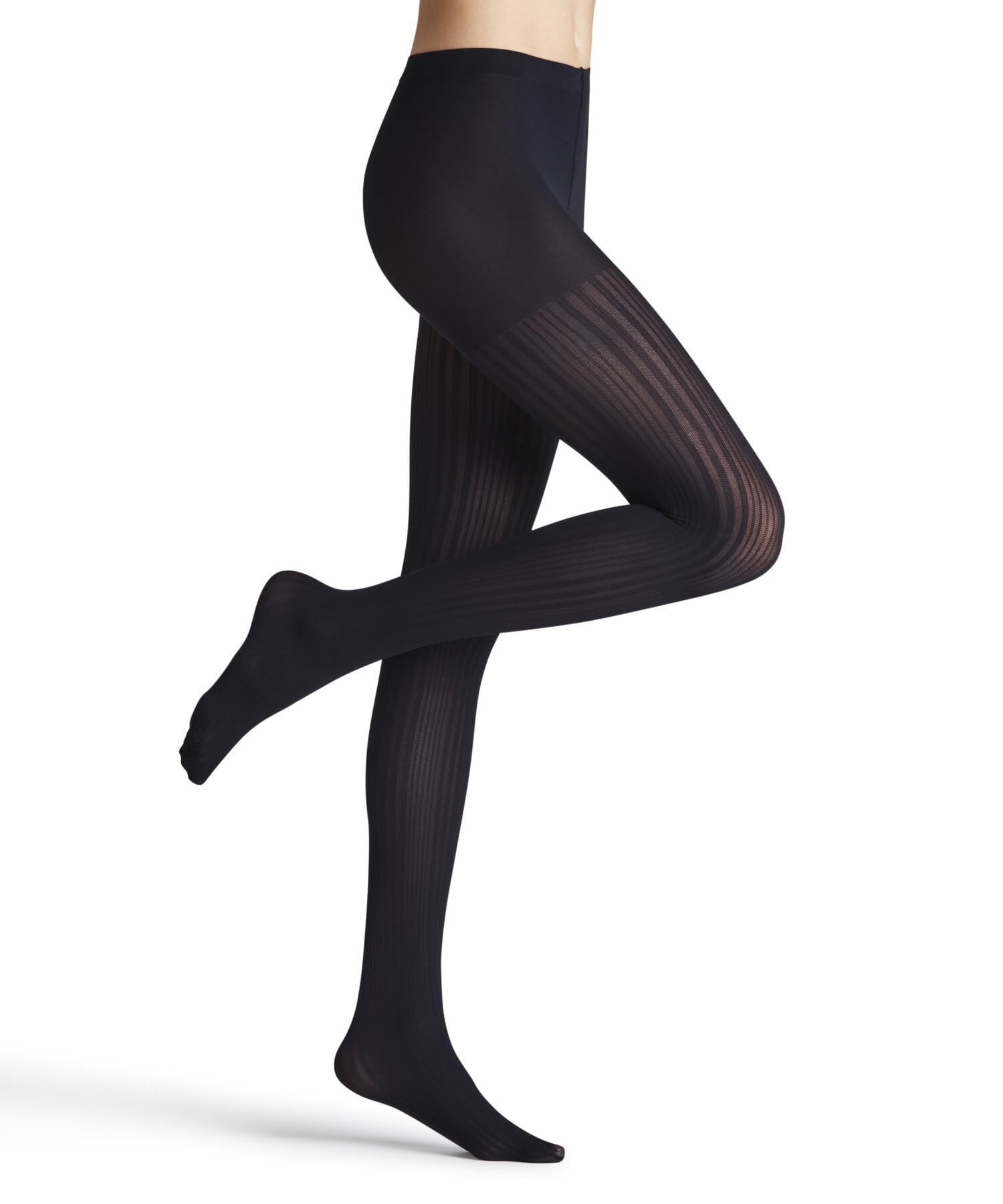FALKE Women's Prime Rib 60 DEN W Ti Semi-Opaque Patterned 1 Pair Tights, Blue Marine 6179, S