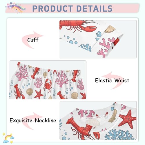 Pajama Sets Long Sleeve Marine Life Background Soft Comfy Sleepwear 2 Piece PJS 3-8T4