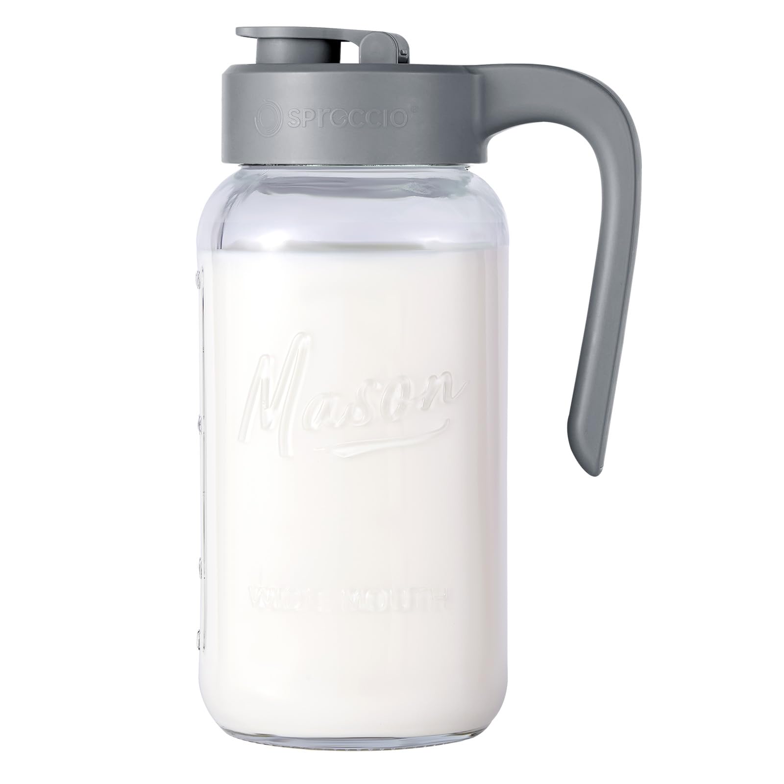 Jarra Mason Jar – Jarra de vidrio hermética y a prueba de fugas con tapa, perfecta para leche materna, infusión fría y té solar, tarro Mason de 2 cuartos (64 onzas) con tapa de boquilla de