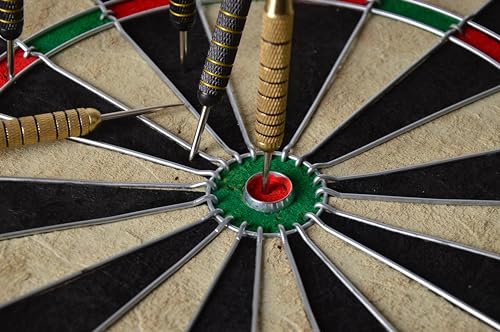 Image of RUP Bristle Dartboards Set, 18 inch Premium Sisal | Round Spider Wire DartBoard, 6 Steel Tip Darts Included, Staple-Free Bullseye, Screws for Installation