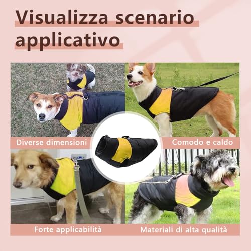 Voarge Winter Warm Pet Hund Kleidung, wasserdichte Hundemanteljacke, Haustier Kleidung Winterjacke Hunde Mantel für Kleine Mittlere Große Hunde (Gelb, S)