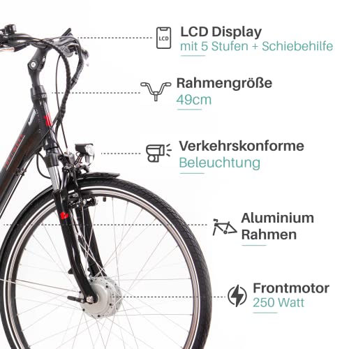 Tretwerk Sao Paulo E-bike, 28 inch, voor dames, met 7 versnellingen Shimano derailleur, elektrische fiets met voormotor… - Afbeelding 4