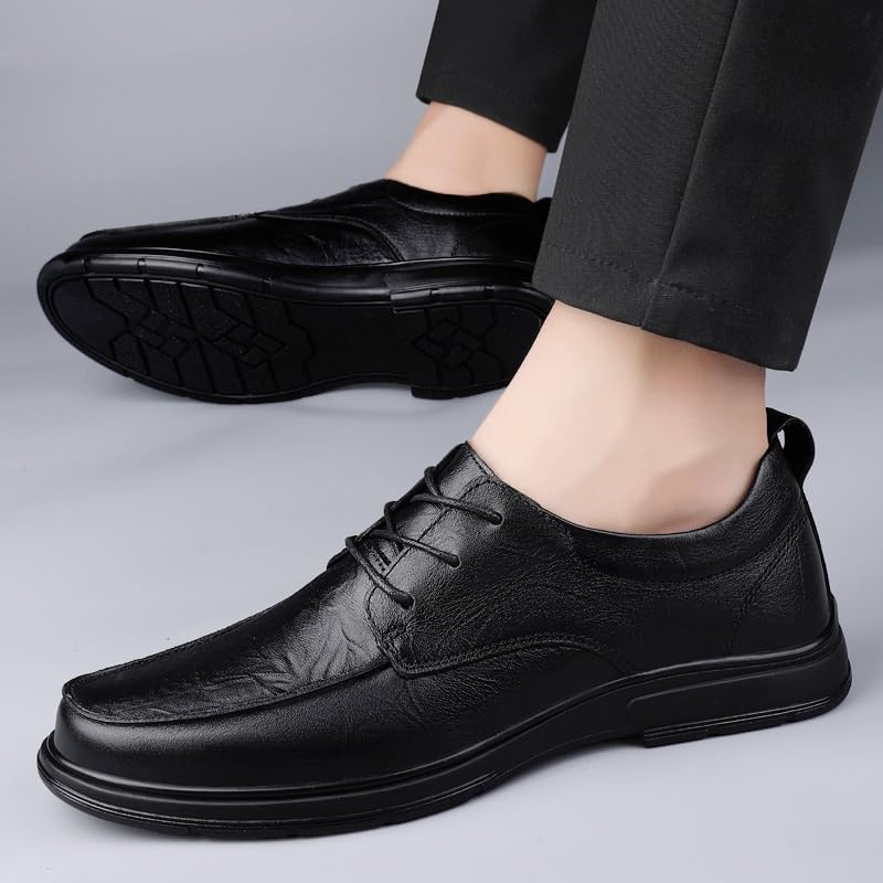 Mens Dress Shoes Evening Wedding Prom Spanish Leather Lace Up Round Toe Slip Resistant Rubber Sole Block Heel Low Top Casual Comfortable3