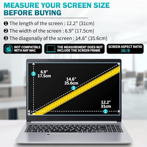 Image of ScreenGuard Compatible With Laptops With 14.6 inch Inch Diagonal with 16:9 Aspect Ratio Display 9H Hardness Screen Protector Not a Tempered Glass, Screenguard Size : 310 mm X 175 mm