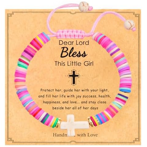SKYFUN First Communion Bracelets for Women, Cross Bracelet First Holy Communion, Baptism, Confirmation Bless Jewelry Gifts for Your Daughter-Dear Lord Bless Cover