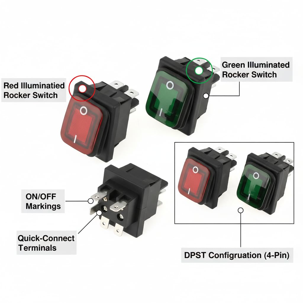 Interruttore Bilanciere 220V 4 Pin ON-OFF Impermeabile per Pannelli Controllo e Applicazioni Marine