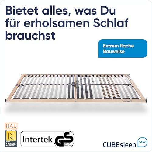 CubeSleep Lattenrost Base NV 28-Leisten 5-Zonen Lattenrahmen | Progressive Federung mit Härteregulierung | Made In Germany | GS Zertifiziert – geprüfte Sicherheit (120 x 200 cm) – Bild 3