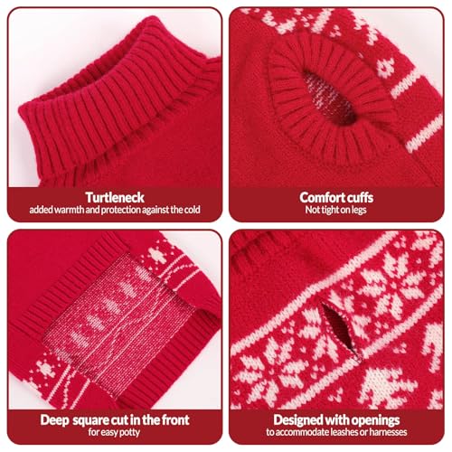 KONVINIT Hunde Weihnachtspullover Warm Strickpulli mit Weihnachtsdruck Elastisch und Pflegeleicht, Ideal für Mittelgroße Hunde