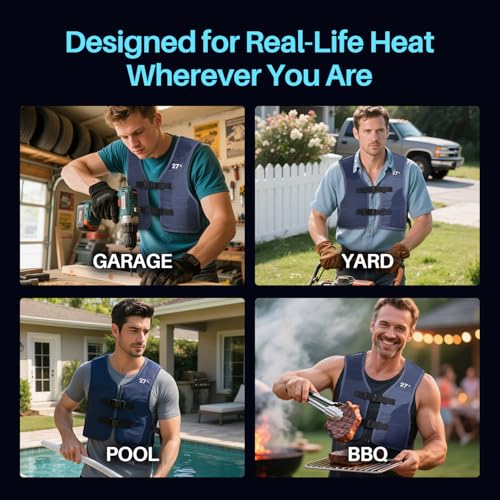 Image of Auto-Freezing Cooling Vest for Men and Women, 27C /80.6F Ice Vest for Garage, Yardwork, Poolside, Backyard, BBQs
