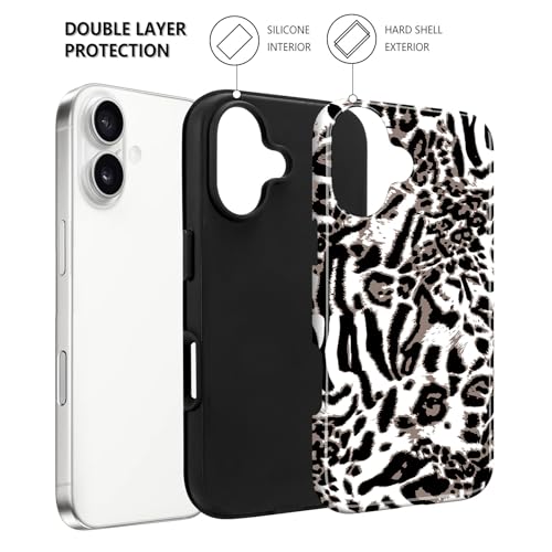 Image of Magnetic for iPhone 17 Case for Women Men, White Leopard | Cute Cheetah Pattern Design [Compatible with MagSafe] 2-Layer Hybrid Shockproof Glossy Protective Cover