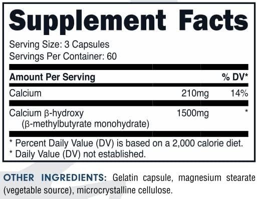 Bucked Up HMB (Beta-Hydroxy Beta-Methylbutyrate) 1500mg Per Serving, Essentials (60 Servings, 180 Capsules) - Image 4