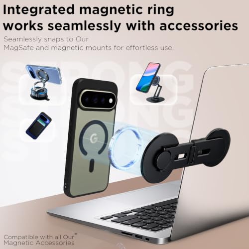 Image of RIGGEAR Shockproof Sleek Hybrid Armor Magnetic Back Cover Case Compatible with MagSafe Accessories for Google Pixel 11 / Pixel 11 Pro (Clear PC + Black TPU Bumper)