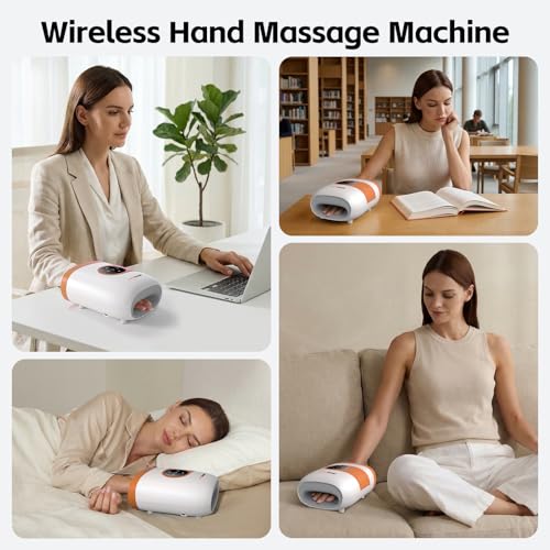 Image of SHINE WELL Hand Massager - Cordless Hand Massager with Heat and Compression for Arthritis and Carpal Tunnel - Muscles Pain Relief from Wrist to Palm and Finger, Gifts for Women Men