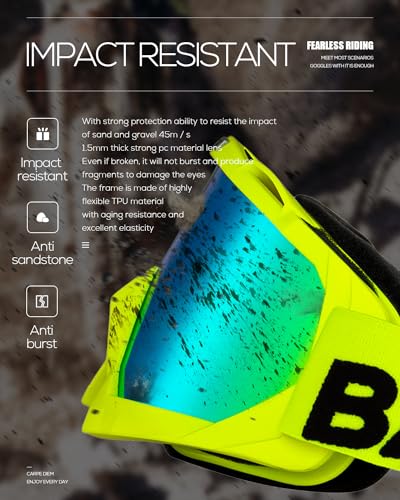 Image of BATFOX Dirt Bike ATV Goggles Motorcycle Gear Riding Motocross Dirtbike 4-Wheeler MX DH Accessories Goggles Glasses for Men Women Youth UV400 Protection Dust-proof Anti-Slip Strap