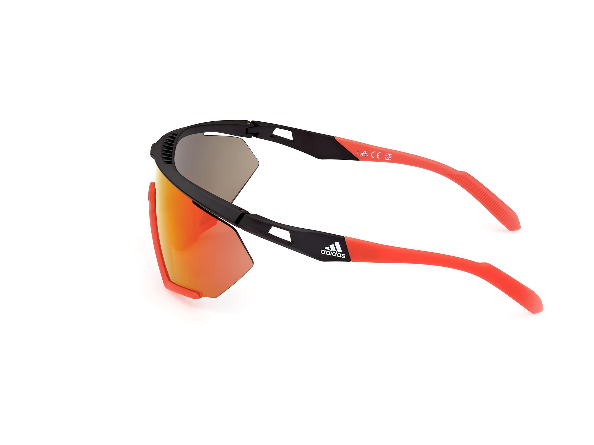 adidas Sport SP0071 Sonnenbrille Herren, Sportliche Dünne Leichte Sonnenbrille, Geometrische Linsenform, Inklusive Etui, Roviex Verspiegelte Gläser, Schwarz