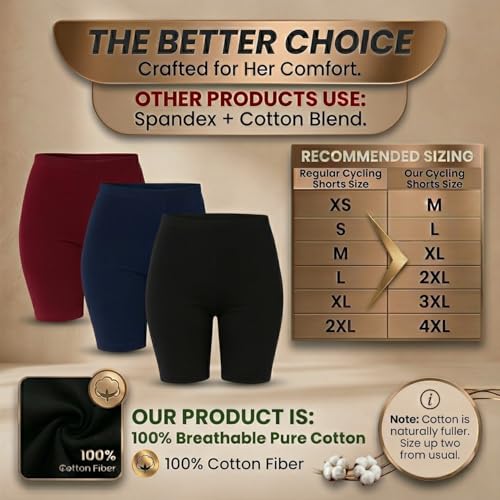 Image of Lux Karishma Shorts - 100% Pure Cotton, Soft & Breathable Undershorts for Women & Girls, Non-See-Through, Perfect for Layering Under Skirts & Everyday Use (Colors May Vary)