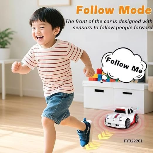 SANTALON Cartoon Mini Watch RC White Car Toy for Kids | USB Rechargeable Wrist Remote Control Racing | 2.4GHz Drifting RC Car with Lights, 360° Rotation, Follow & Escape Mode | Boys & Girls Toy 1