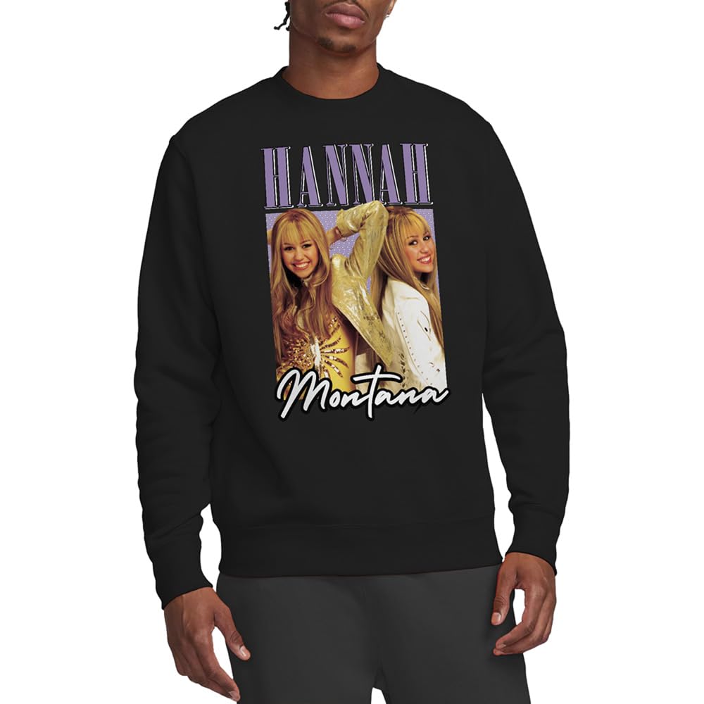 Disney Hannah Montana Montage Unisex Sweatshirt, Black, Medium