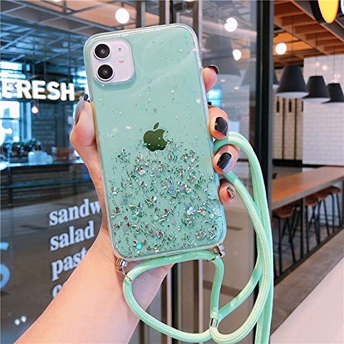 Longe téléphone paillettes étoiles avec coque transparente pour iPhone 11 XR Samsung S9 S8