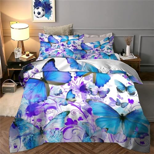 Housse de couette papillons bleus en microfibre de qualité supérieure - 6
