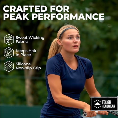Image of Tough Headwear Thin Elastic Headbands - Sports Hair Head Band for Women & Men - Non Slip Mens Workout Headband - 6-Pack