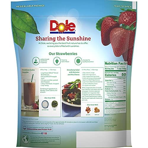 Dole Frozen Sliced Strawberries, All Natural Frozen Fruit For Smoothies And Recipes, Frozen Strawberries, 48 Oz Resealable Bag (Frozen) #TOP4