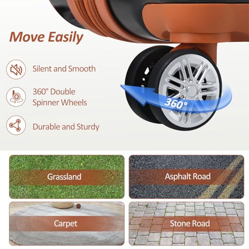 Hardshell Luggage Set of 3, ABS Carry on Suitcase Hardside Luggage with TSA Lock Spinner Wheels Lightweight Luggage Set Luggage Piece Luggage Travel Bag for Women,Black2