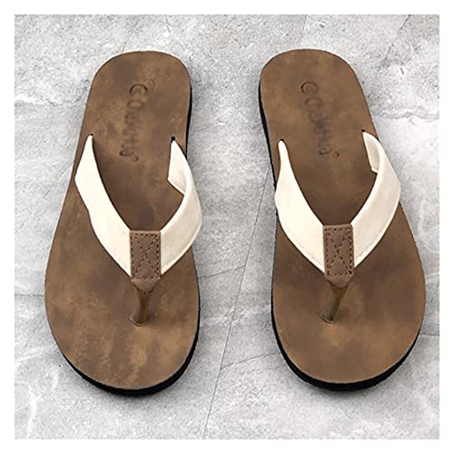 Sole Cork Flip Flops Bathroom Slippers For Women With Arch Support, Anti-Slip Shower Spa Bath Pool Gym Slides Flip Flop Open Toe Comfortable Soft Sandals Beach Shoes ( Color : White , Size : EUR37 )