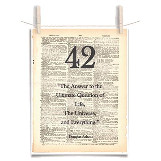 Hitchhiker's Guide To The Galaxy Life The Universe and Everything 8.5 x 11 Vintage Dictionary Page Unframed Art Print