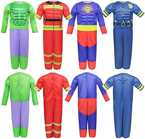 Boys Muscle Chest Dress up Costumes Trunk with Superhero Policeman Costume - 5