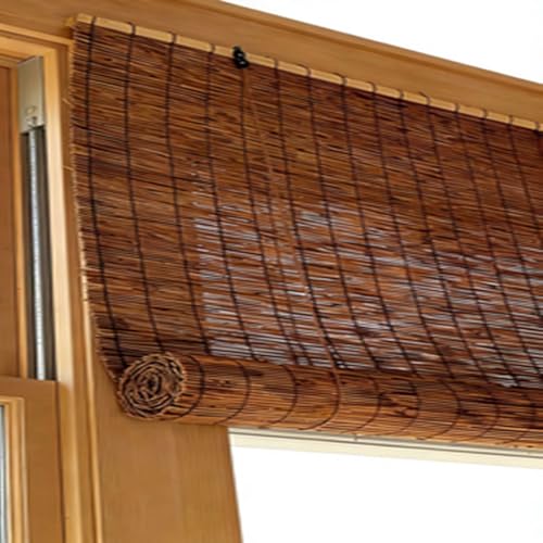 Estor Enrollable de Bambú Natural, Transpirable Estores Enrollable, Persianas de Caña Anti-UV para Terraza Puerta Cocina Gazebo Restaurante Puerta Decorativa